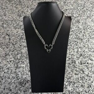 Silver Chrome Steel Y2k Heart Spike Chain Brand New